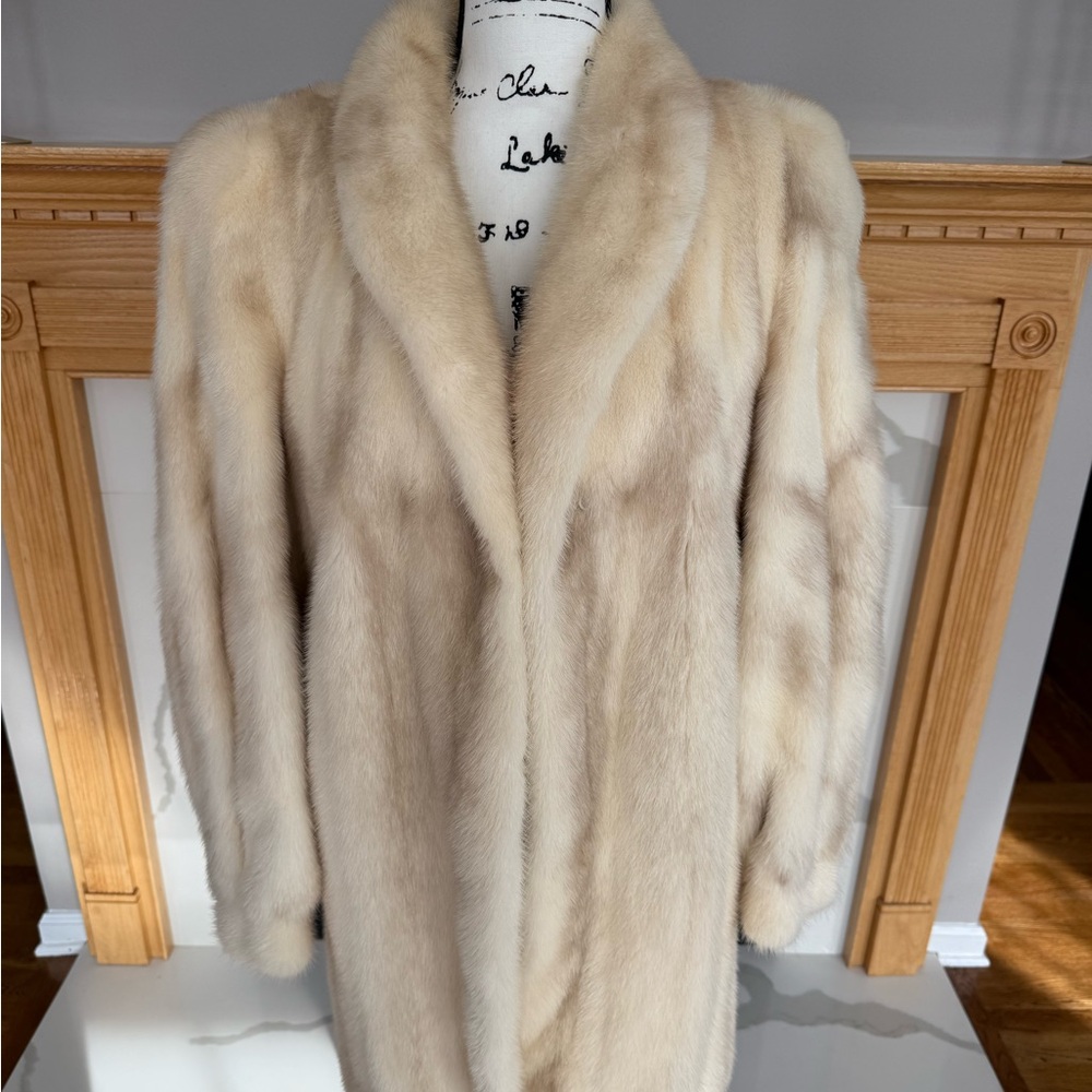 I Magnin Beige Cross Mink Coat